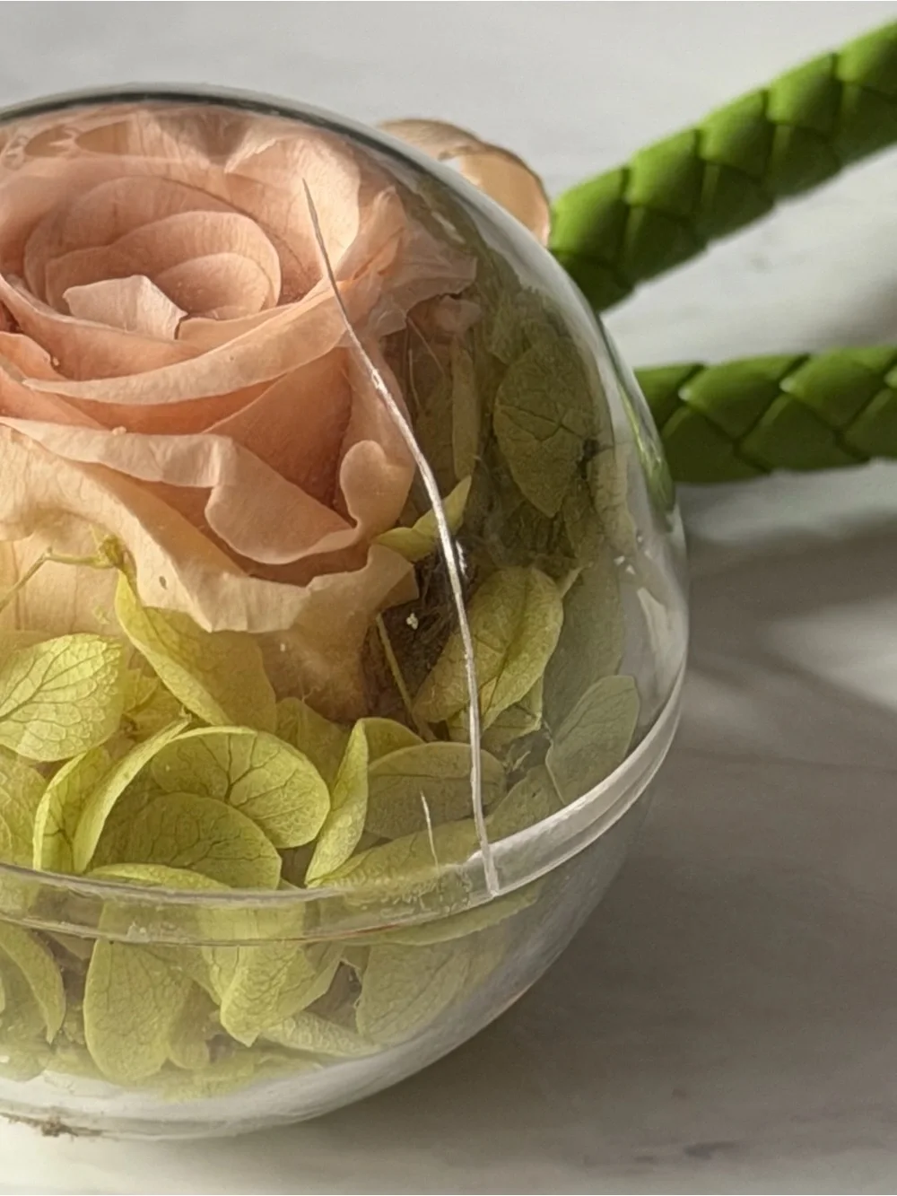 Preserved Rose Dome Keychain - Pink and Peach